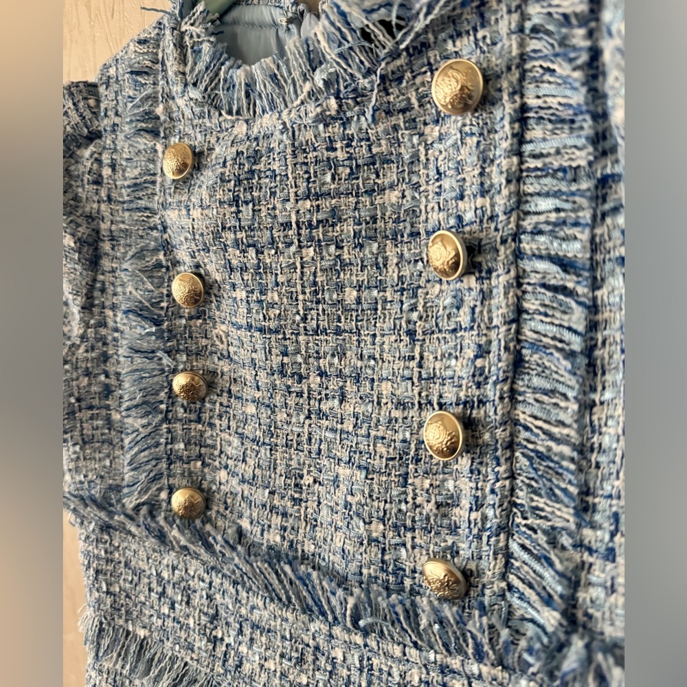 NWT Bardot Junior Light Blue tweed dress - Picture 6 of 6